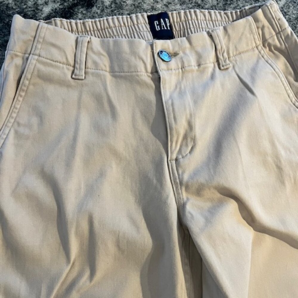 Gap women's pull-on pants beige comfortable elastic waist zip fly size 4